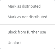 Collection actions dropdown menu